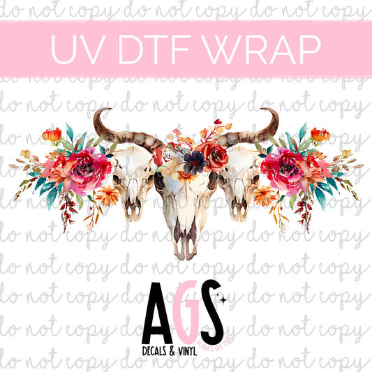 UV DTF WRAP-009 Aztech Skull Floral