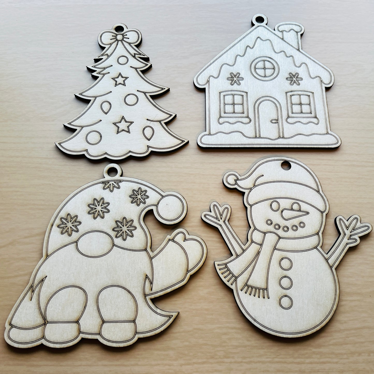 Blank Christmas Set Unfinished Wood Christmas Ornaments