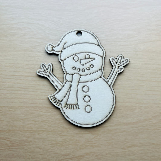 Blank Christmas Snowman Unfinished Wood Christmas Ornaments