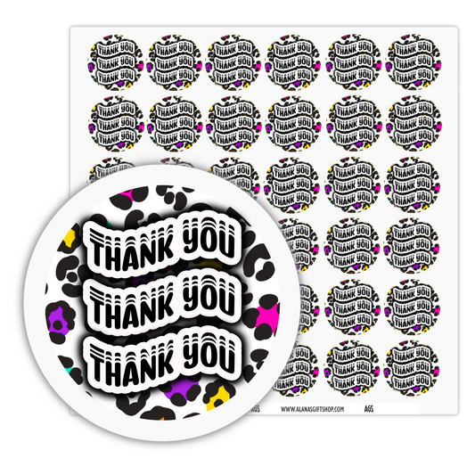 Packing Stickers- Colorful Leopard Thank You