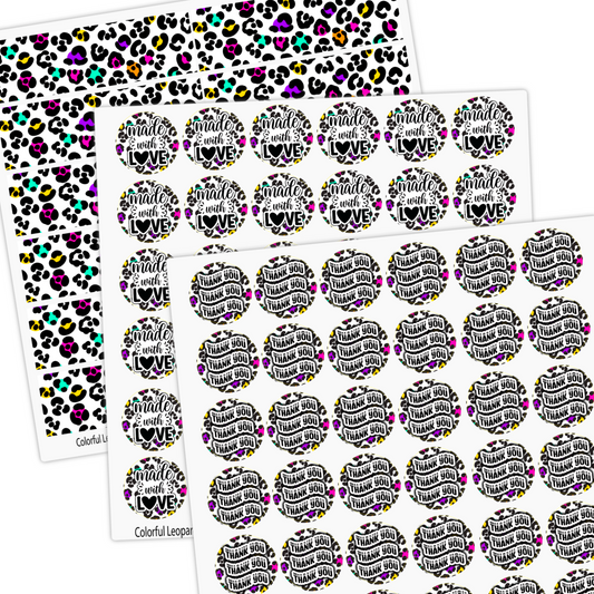 Packing Stickers- Colorful Leopard Set