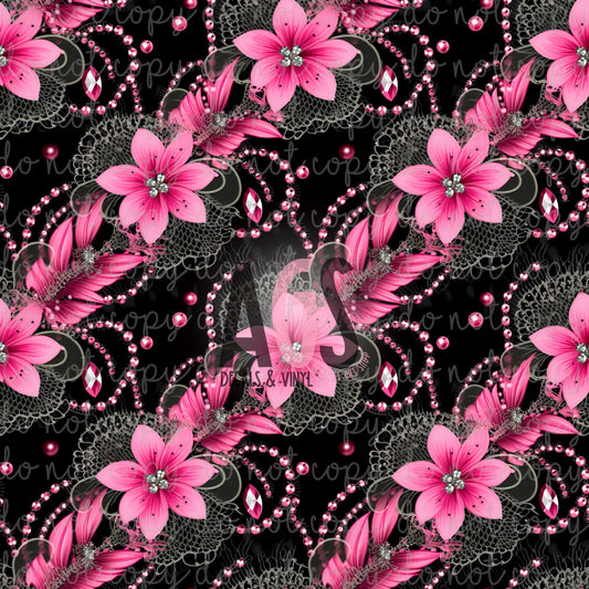 1554 Hot Pink Flowers and Jewels 1