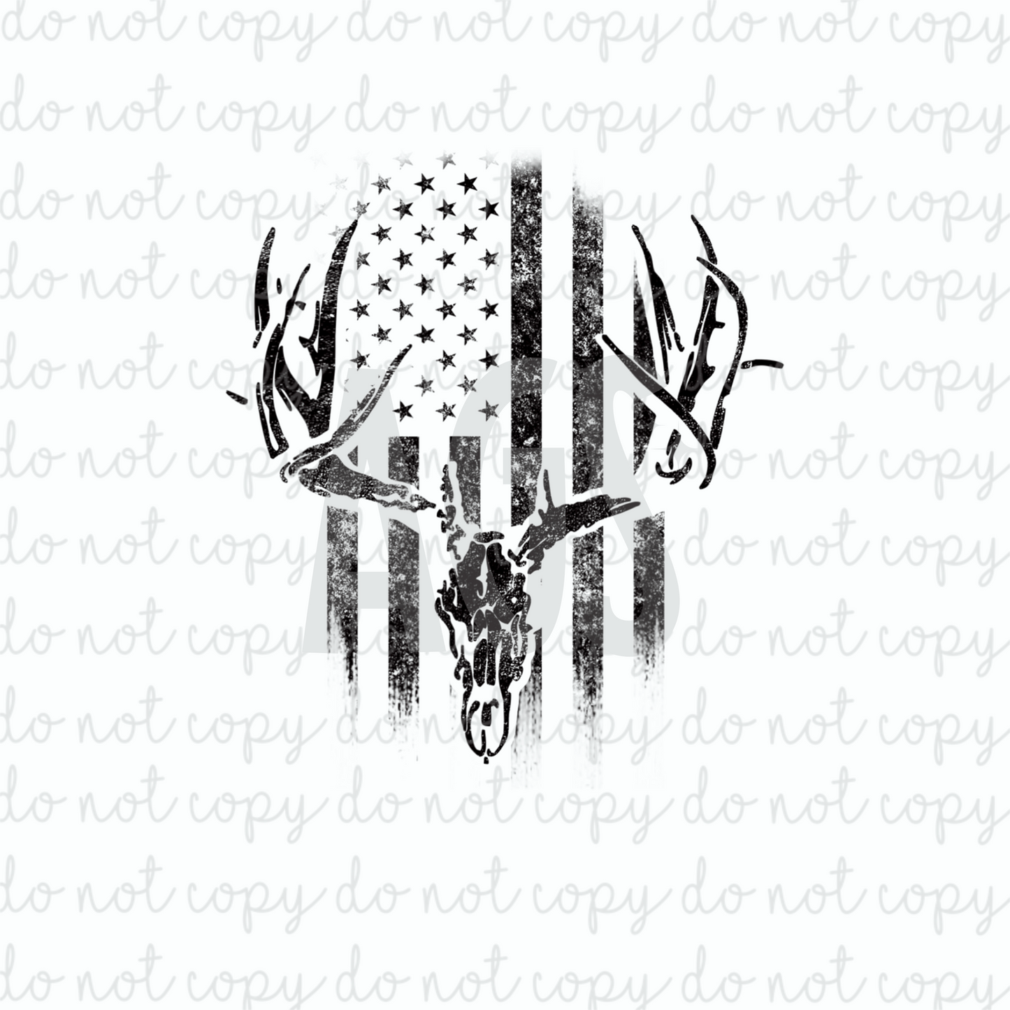 DECAL 069 Elk Skull and Flag