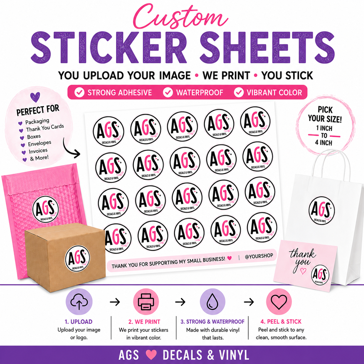 CUSTOM STICKER SHEETS - You upload your image to be printed