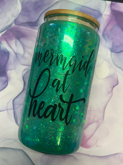 Glass Can-Teal Mermaid At Heart -DO NOT ORDER WITH VINYL-