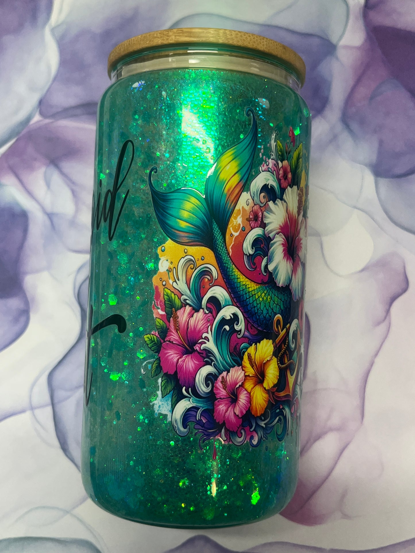 Glass Can-Teal Mermaid At Heart -DO NOT ORDER WITH VINYL-