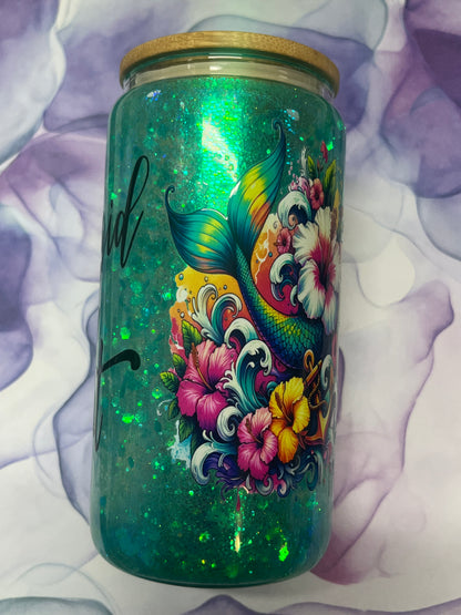 Glass Can-Teal Mermaid At Heart -DO NOT ORDER WITH VINYL-