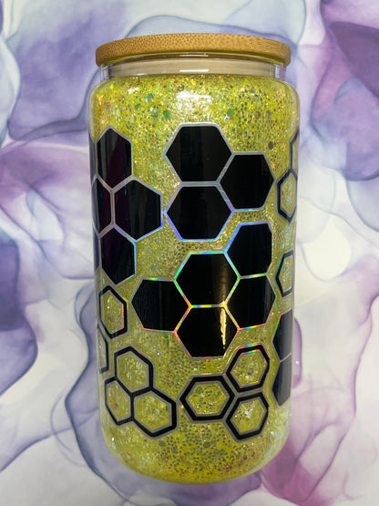 Glass Can- Yellow Bee Holographic-DO NOT ORDER WITH VINYL-