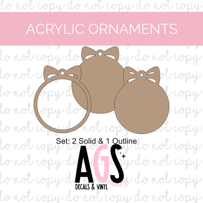 Acrylic Ornament 3 Small Bow