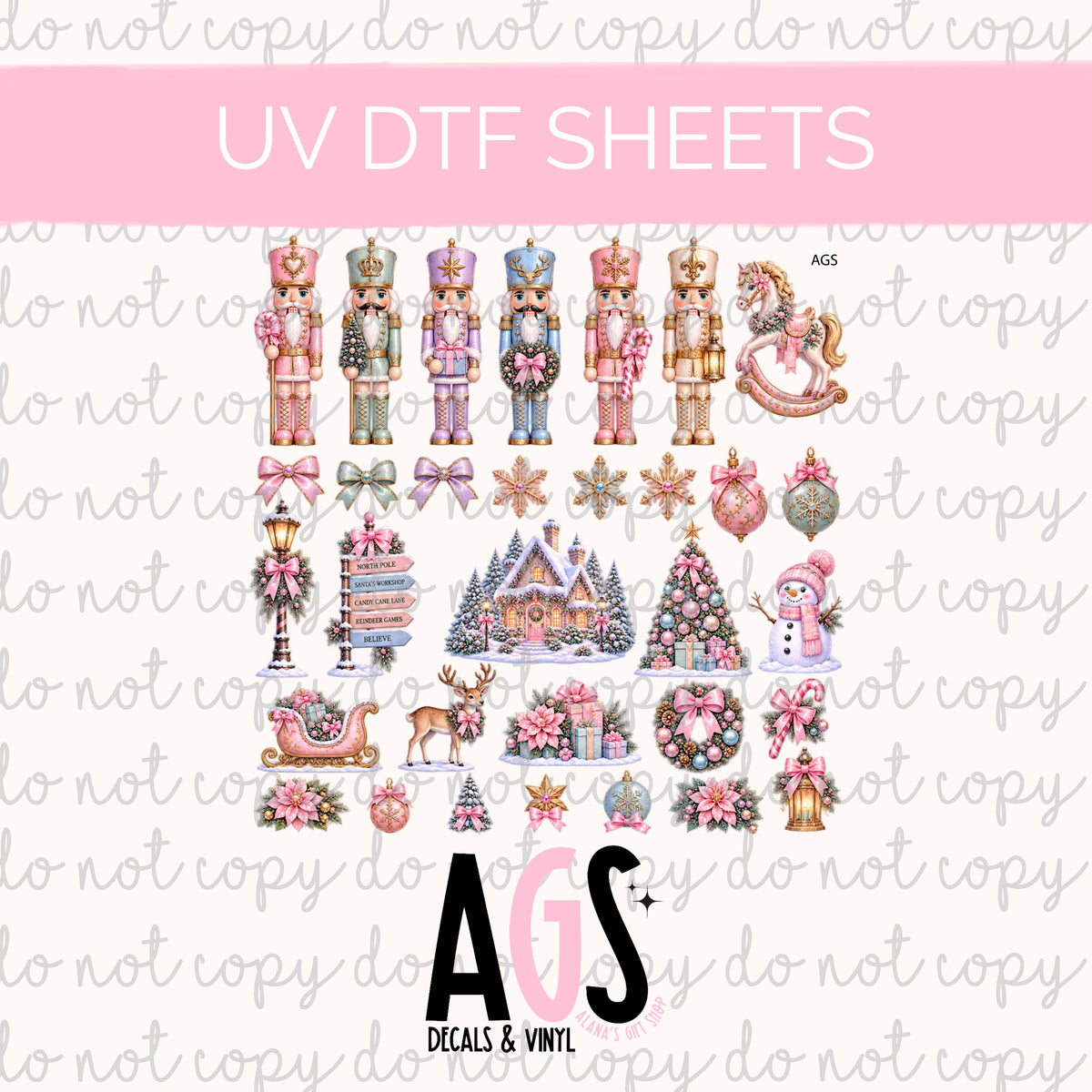 UV DTF SHEET 101 Pastel Christmas Nutcrackers