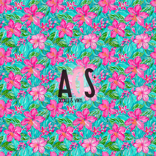 0243 teal & Pink Tropical