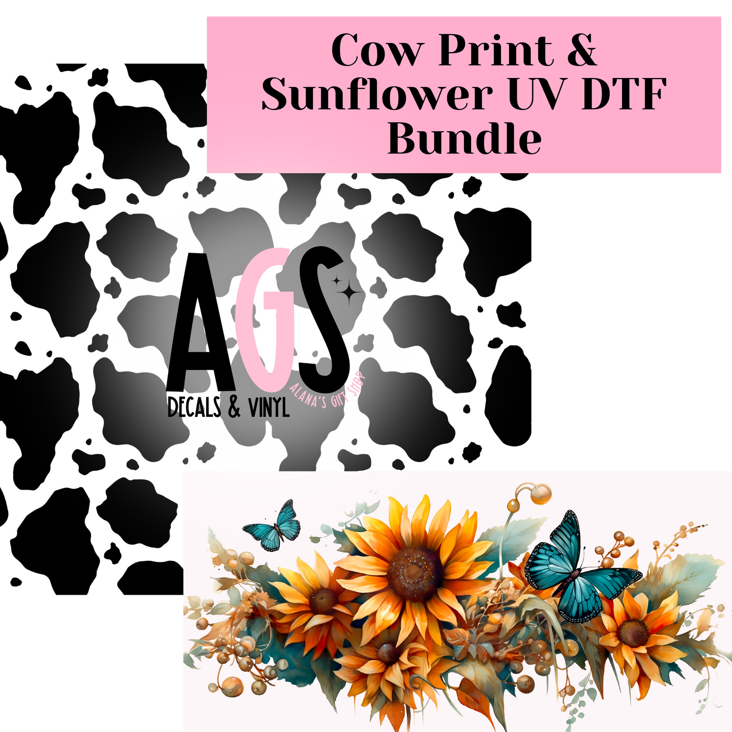 Sunflower Wrap & Cowhide Print UV DTF