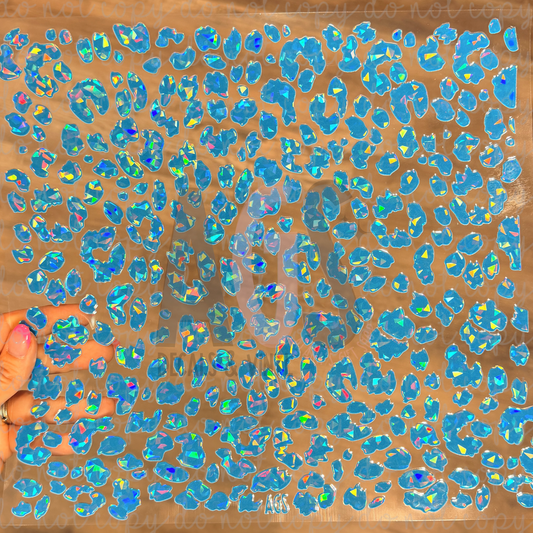 METALLIC UV DTF SHEET 050 Leopard - Turquoise Shattered