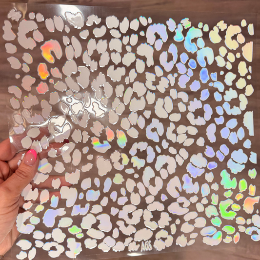 METALLIC UV DTF SHEET 048 Leopard - White Rainbow
