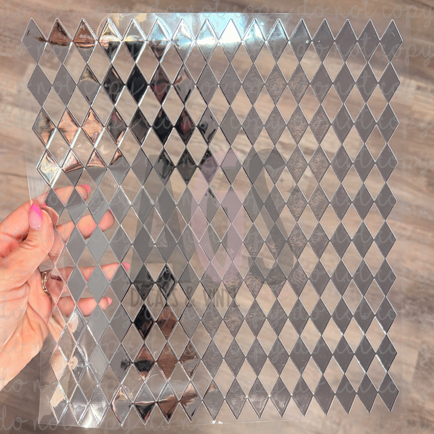 METALLIC UV DTF SHEET 054 Harlequin - Silver Metal