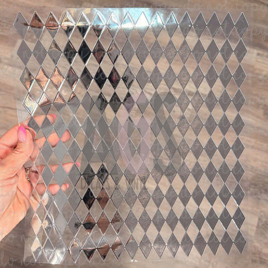 METALLIC UV DTF SHEET 054 Harlequin - Silver Metal