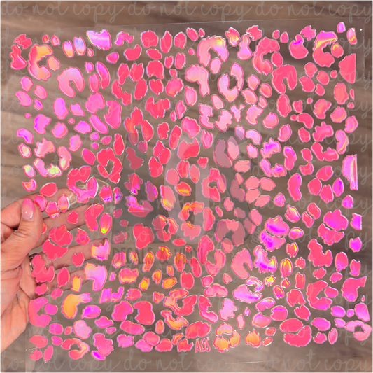 METALLIC UV DTF SHEET 055 Leopard - Hot Pink Rainbow