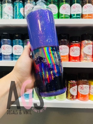 Cup 11 -DO NOT ORDER WITH VINYL- Holo Nights w/ Purple Mashup 20oz tumbler