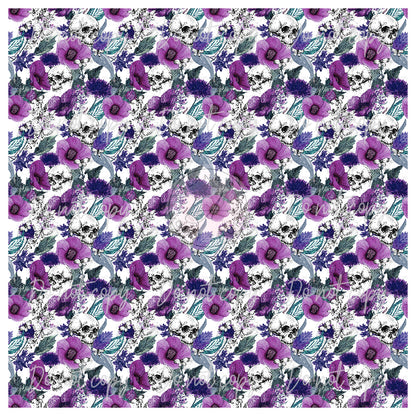 110 Skull Deep Purple Floral