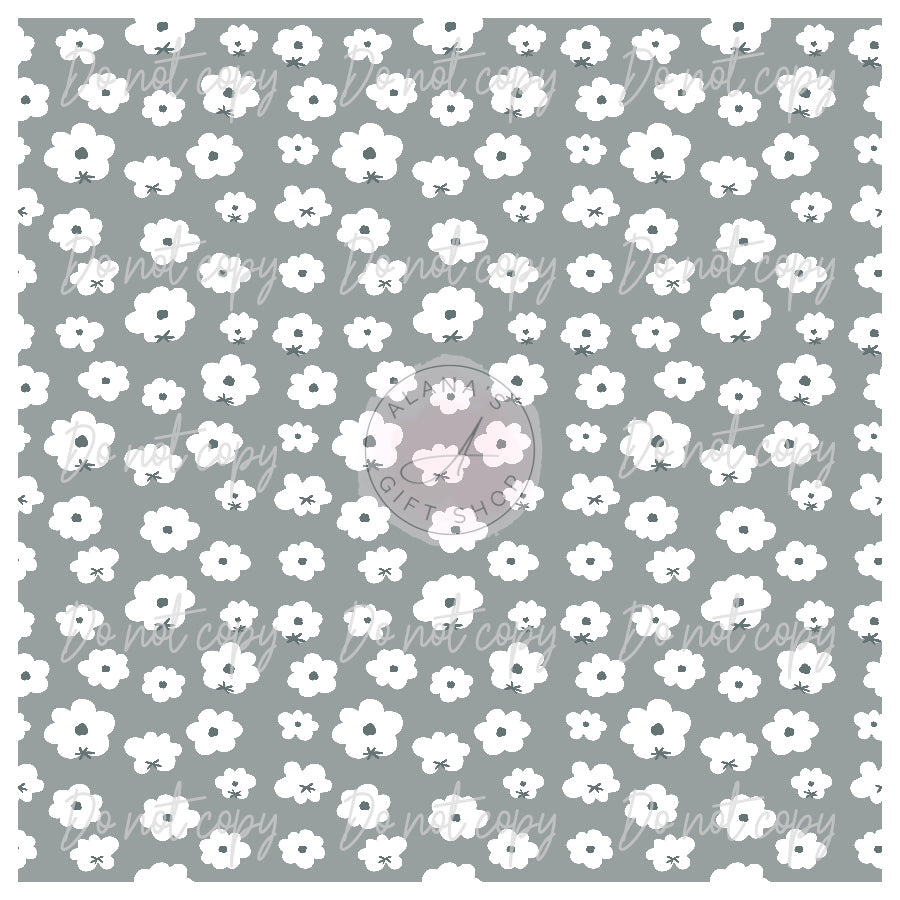 073 White Flowers-Dark Gray