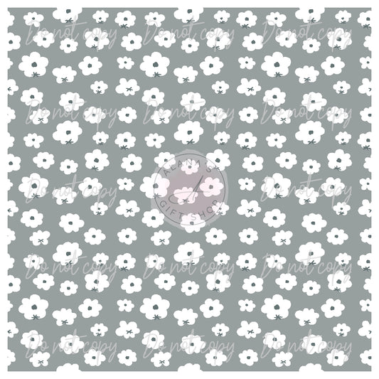 073 White Flowers-Dark Gray