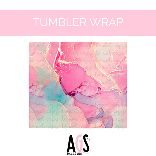 TW-30 Pink & Gold Watercolor Tumbler Wrap