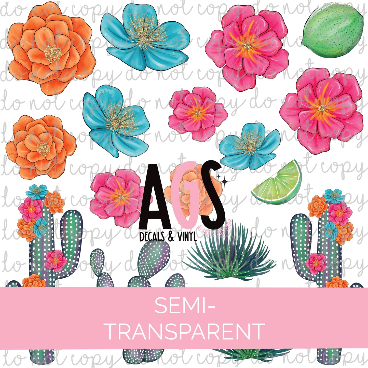 Semi-Transparent Cactus Elements - March Box