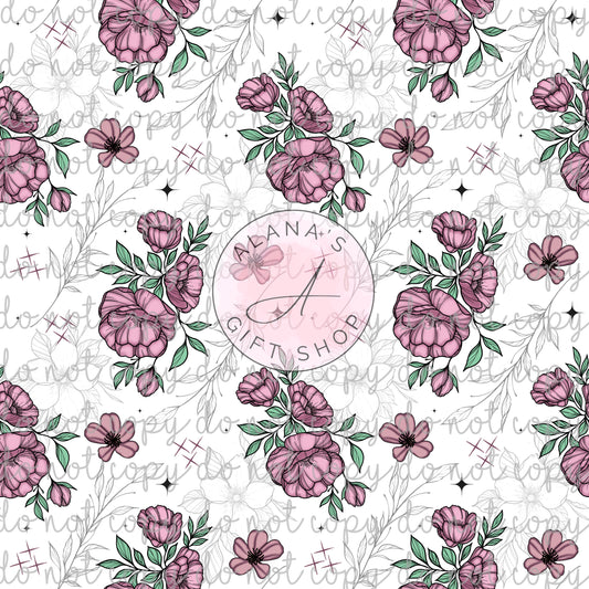 0342 Vintage Flowers Pink