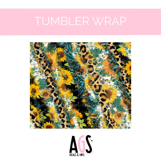 TW-26 Leopard And Sunflowers Tumbler Wrap