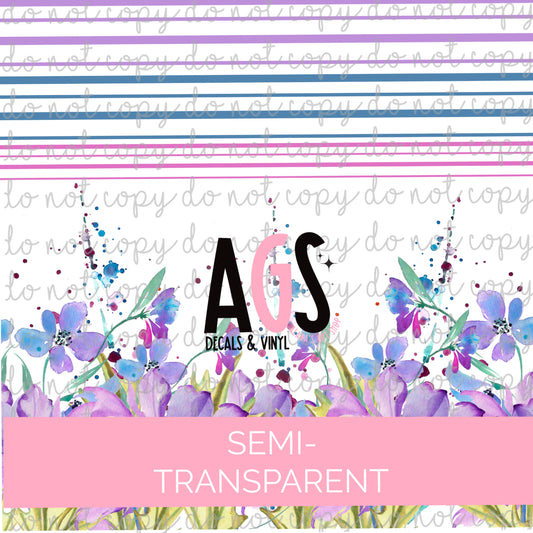 Semi-Transparent Purple Floral & Stripes- April Box